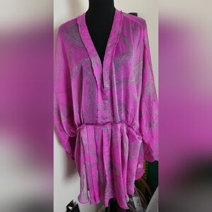 Swim Coverup Vibrant Pink Patterned Tunic